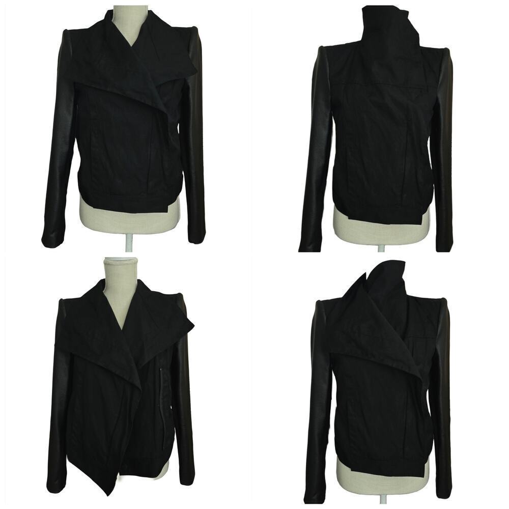 BCBG MAXAZRIA Padded Shoulder Black Bomber Jacket Sz Small